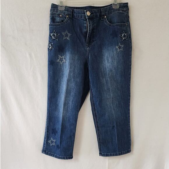 CJ Banks Classic Fit Capri Jeans featuring a star pattern Women's Size 6 - Picture 1 of 9